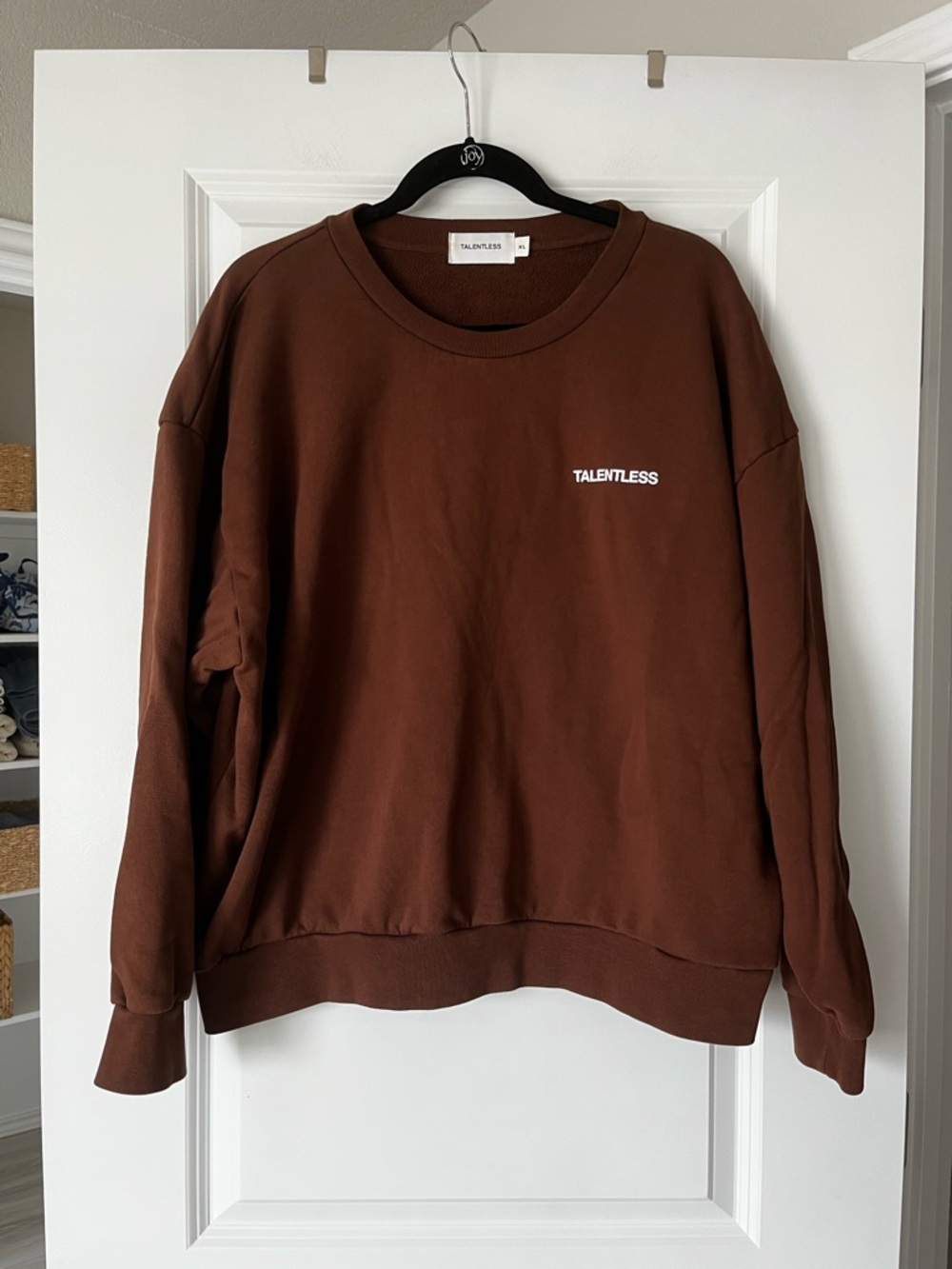 TALENTLESS Chocolate Brown Crewneck Sweatshirt with White Logo